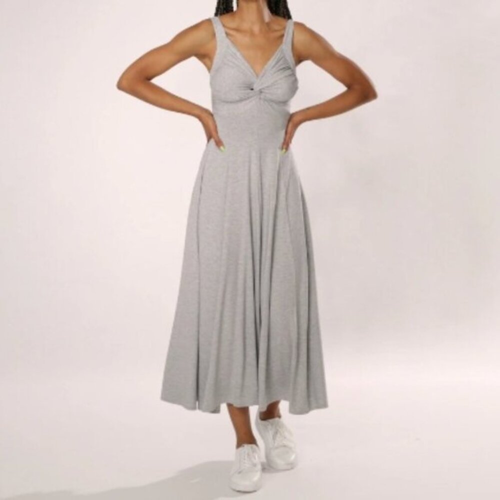 New Brian Bailey Grey Sleeveless Stretch Maxi Tank Dress Size Small bin 4J